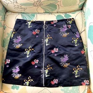 Satin floral Japanese-style skirt